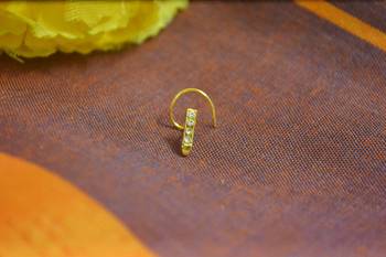 Floral motif gold plated brass premium nosering or nosepin for women 3