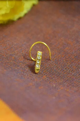 Floral motif gold plated brass premium nosering or nosepin for women