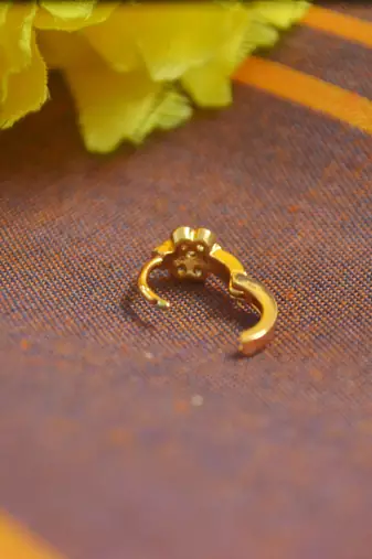Floral motif gold plated brass premium nosering or nosepin for women