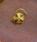 Floral motif meenakari worl gold plated brass premium nosering or nosepin for women