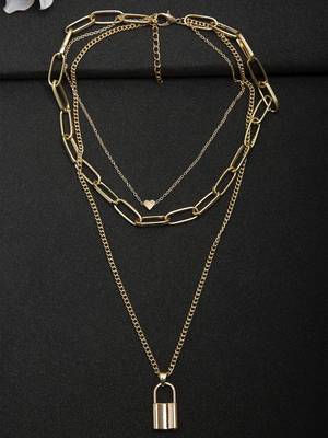 Designer women lock and heart pendant necklace for women & girls 2