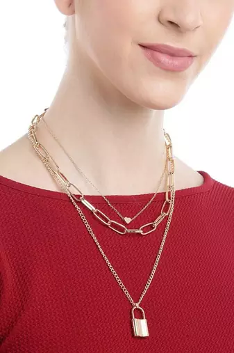 Designer women lock and heart pendant necklace for women & girls