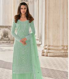 GREEN NET CODDING EMBROIDERED STRAIGHT DIAMOND WORK DRESS MATERIAL