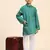Green plain cotton kurta pajama set for boys ethnic wear