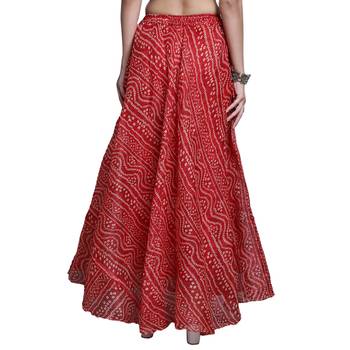 Red printed flared cotton kota doriya lehenga skirt 2