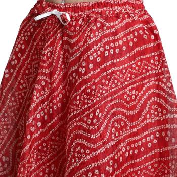 Red printed flared cotton kota doriya lehenga skirt 4