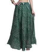 Green printed flared cotton kota doriya lehenga skirt