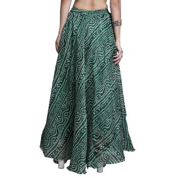 Green printed flared cotton kota doriya lehenga skirt 2