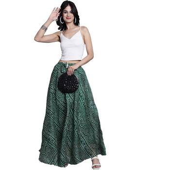 Green printed flared cotton kota doriya lehenga skirt 3