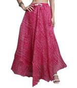 Magenta printed flared cotton kota doriya lehenga skirt