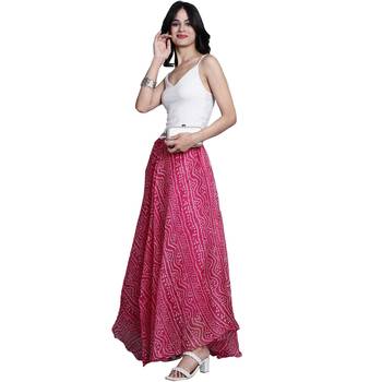 Magenta printed flared cotton kota doriya lehenga skirt 3