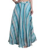 Sea green printed flared cotton kota doriya lehenga skirt