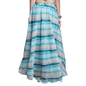 Sea green printed flared cotton kota doriya lehenga skirt 2