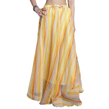 Yellow printed flared cotton kota doriya lehenga skirt 1