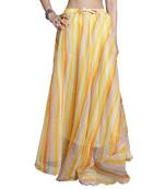 Yellow printed flared cotton kota doriya lehenga skirt