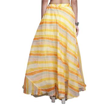 Yellow printed flared cotton kota doriya lehenga skirt 2