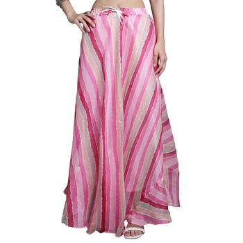 Pink printed flared cotton kota doriya lehenga skirt 1