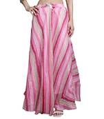 Pink printed flared cotton kota doriya lehenga skirt