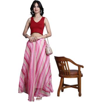 Pink printed flared cotton kota doriya lehenga skirt 3