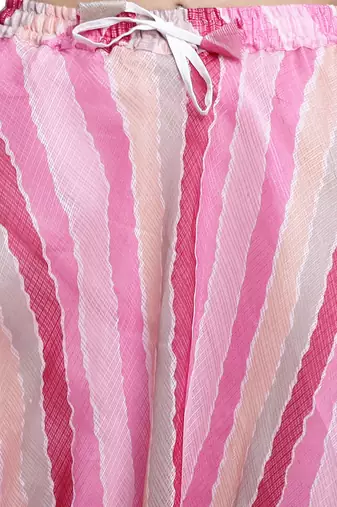 Pink printed flared cotton kota doriya lehenga skirt