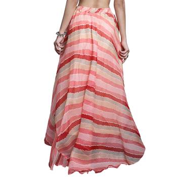 Peach printed flared cotton kota doriya lehenga skirt 2
