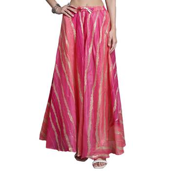 Magenta printed flared cotton kota doriya lehenga skirt 1