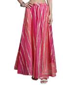 Magenta printed flared cotton kota doriya lehenga skirt
