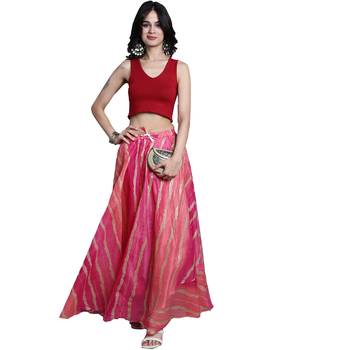Magenta printed flared cotton kota doriya lehenga skirt 3