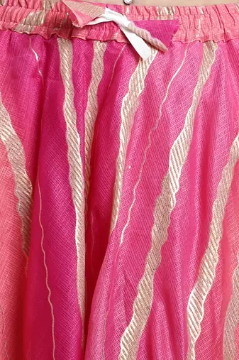 Magenta printed flared cotton kota doriya lehenga skirt
