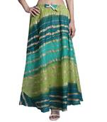 Green printed flared cotton kota doriya lehenga skirt