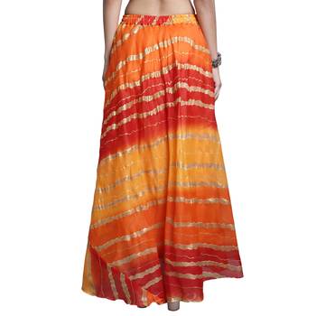 Orange printed flared cotton kota doriya lehenga skirt 2