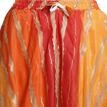 Orange printed flared cotton kota doriya lehenga skirt 4