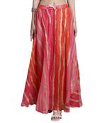 Pink printed flared cotton kota doriya lehenga skirt