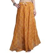 Mustard printed flared cotton kota doriya lehenga skirt