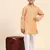 Peach plain cotton kurta pajama set for boys ethnic wear