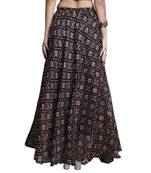 Black printed flared cotton kota doriya lehenga skirt