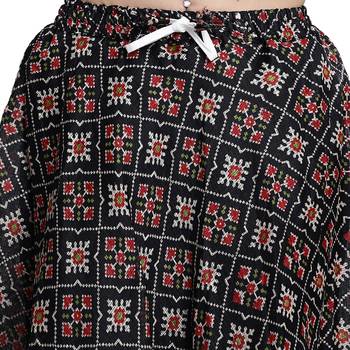 Black printed flared cotton kota doriya lehenga skirt 4