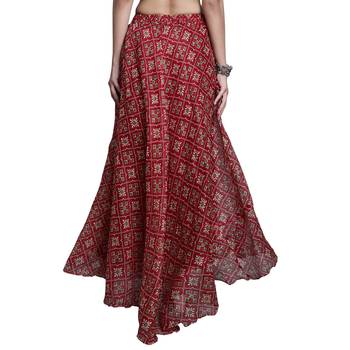 Maroon printed flared cotton kota doriya lehenga skirt 2