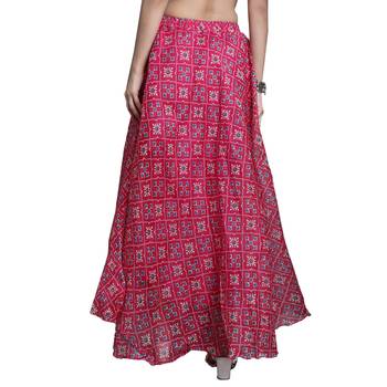 Magenta printed flared cotton kota doriya lehenga skirt 2