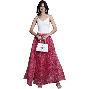 Magenta printed flared cotton kota doriya lehenga skirt 3