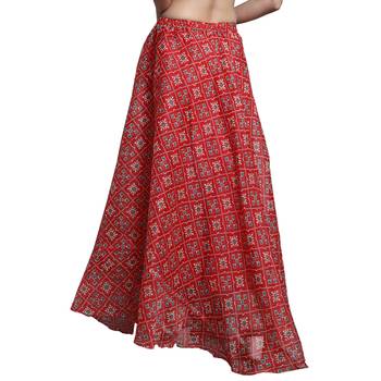 Red printed flared cotton kota doriya lehenga skirt 2