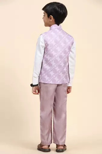 Pink floral cotton 3 piece suit set for boys party,wedding outfits