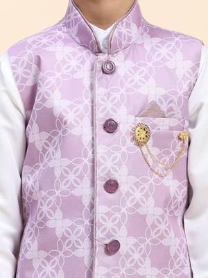 Pink floral cotton 3 piece suit set for boys party,wedding outfits 5