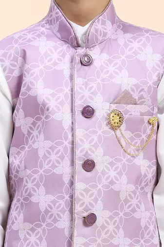 Pink floral cotton 3 piece suit set for boys party,wedding outfits