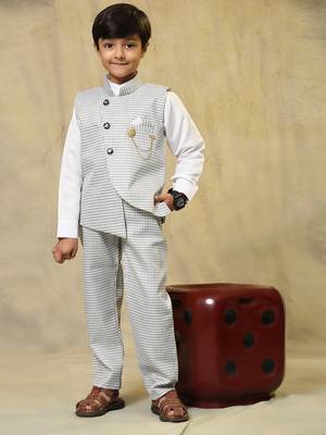 Black checkered cotton 3 piece suit set for boys party,wedding outfits 2