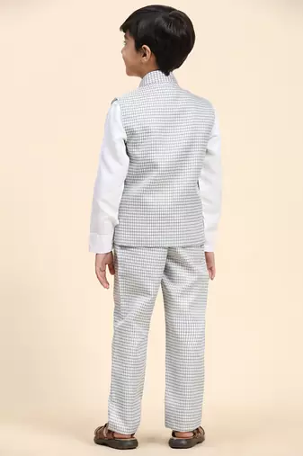 Black checkered cotton 3 piece suit set for boys party,wedding outfits
