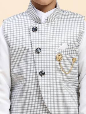Black checkered cotton 3 piece suit set for boys party,wedding outfits 5