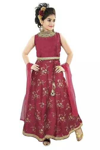 Maroon Silk With Sequence Embroidery And Zarodosi Handwork With Choli