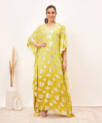 Yellow ombre full length kaftan 1