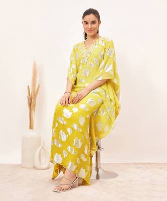 Yellow ombre full length kaftan 2